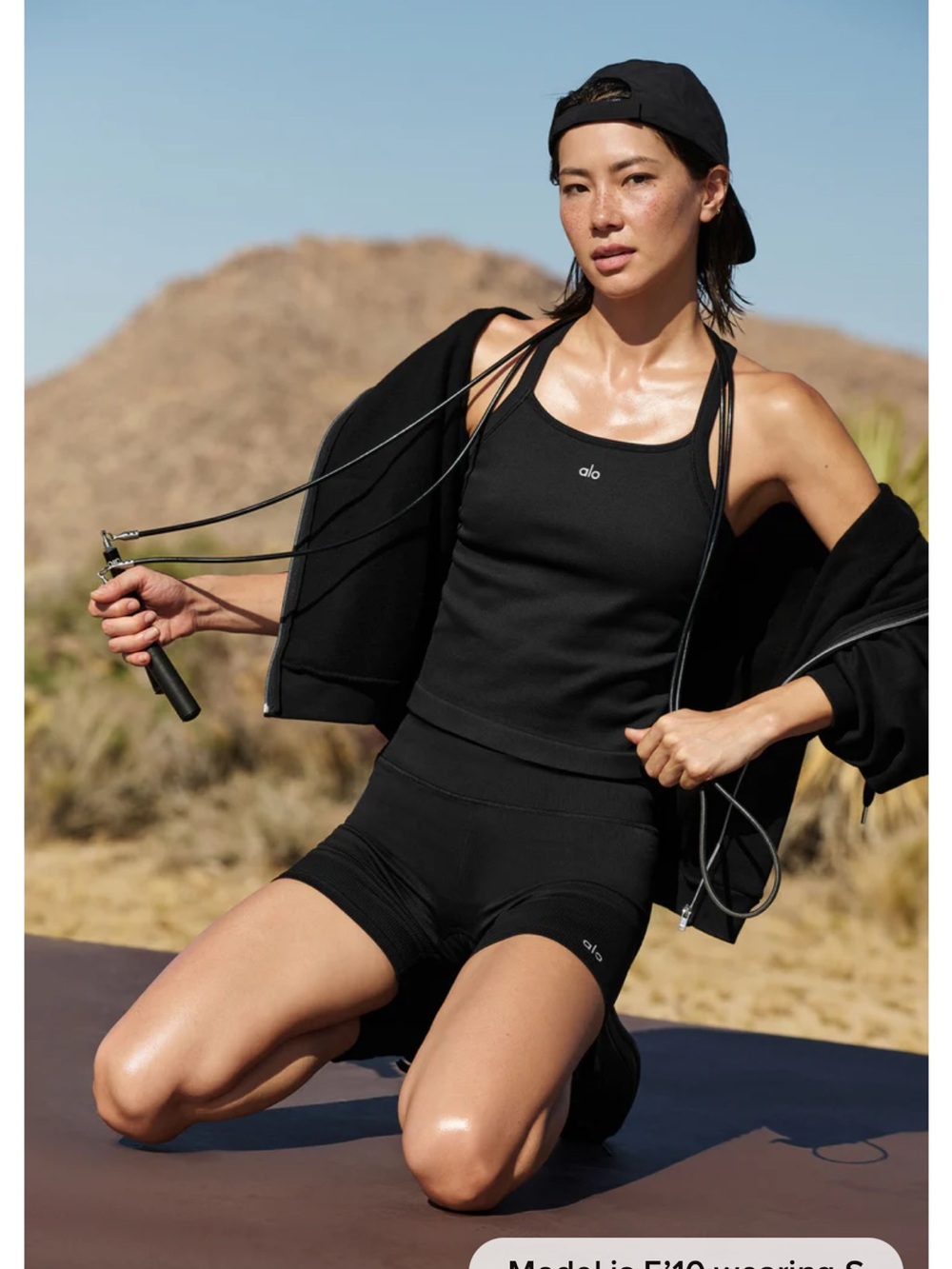 Alo Seamless Ribbed Full Length Bra Tank, black, small